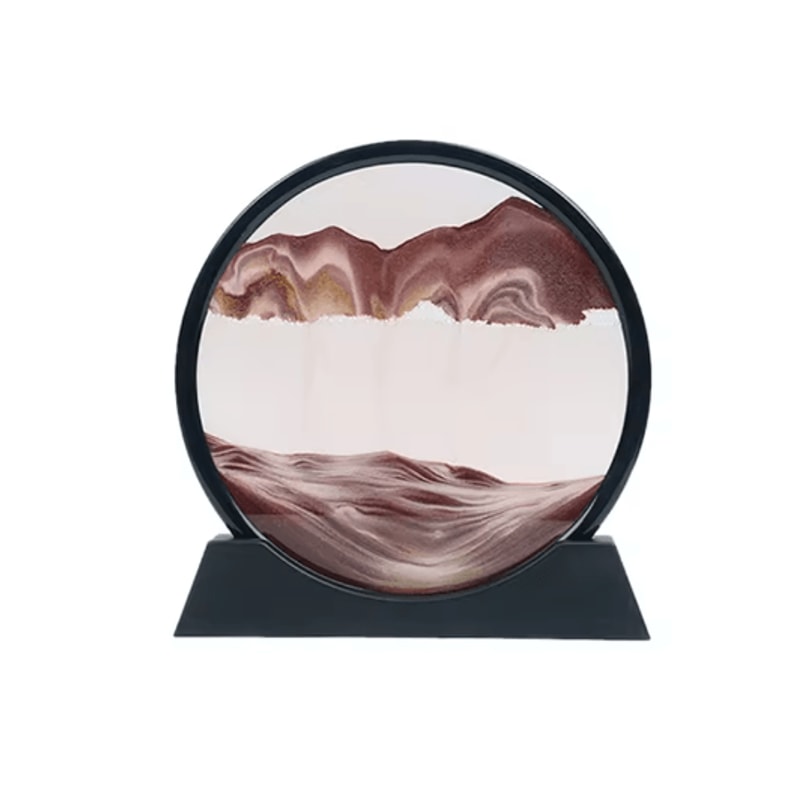3D Moving Sand Art Frame Round Hourglass Sandscape Desktop Decor For Home Office 1
