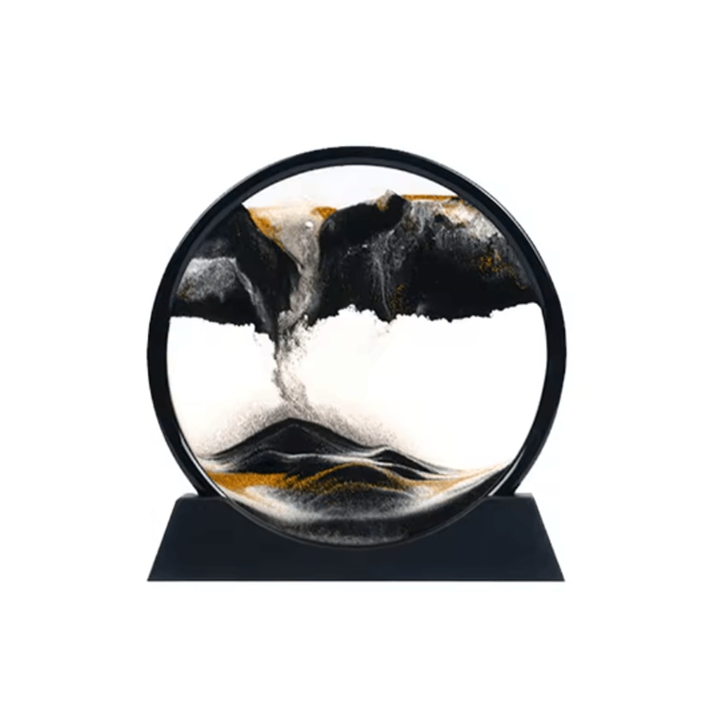 3D Moving Sand Art Frame Round Hourglass Sandscape Desktop Decor For Home Office 2