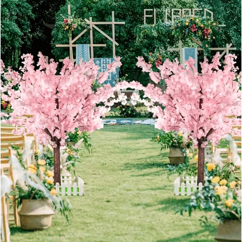 Artificial Cherry Blossom Tree Pink Sakura Decorative Tree For Weddings Parties Home Decor 9