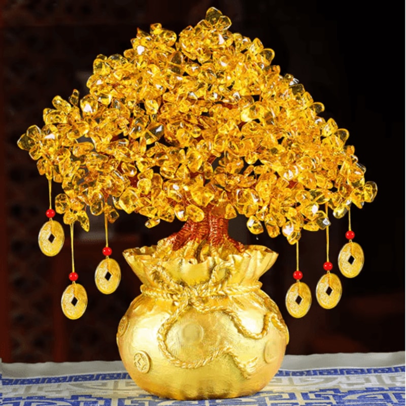 Natural Crystal Money Tree Feng Shui Fortune Tree Decor With Wealth Energy Design 0