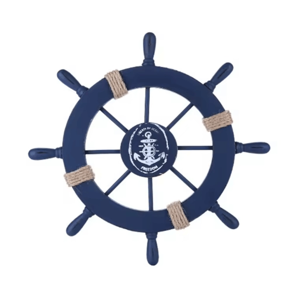 Vintage Nautical Ship Wheel Decor Wooden Boat Helm Wall Decoration For Coastal Homes 2