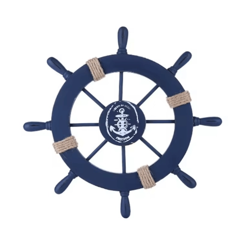 Vintage Nautical Ship Wheel Decor Wooden Boat Helm Wall Decoration For Coastal Homes 2