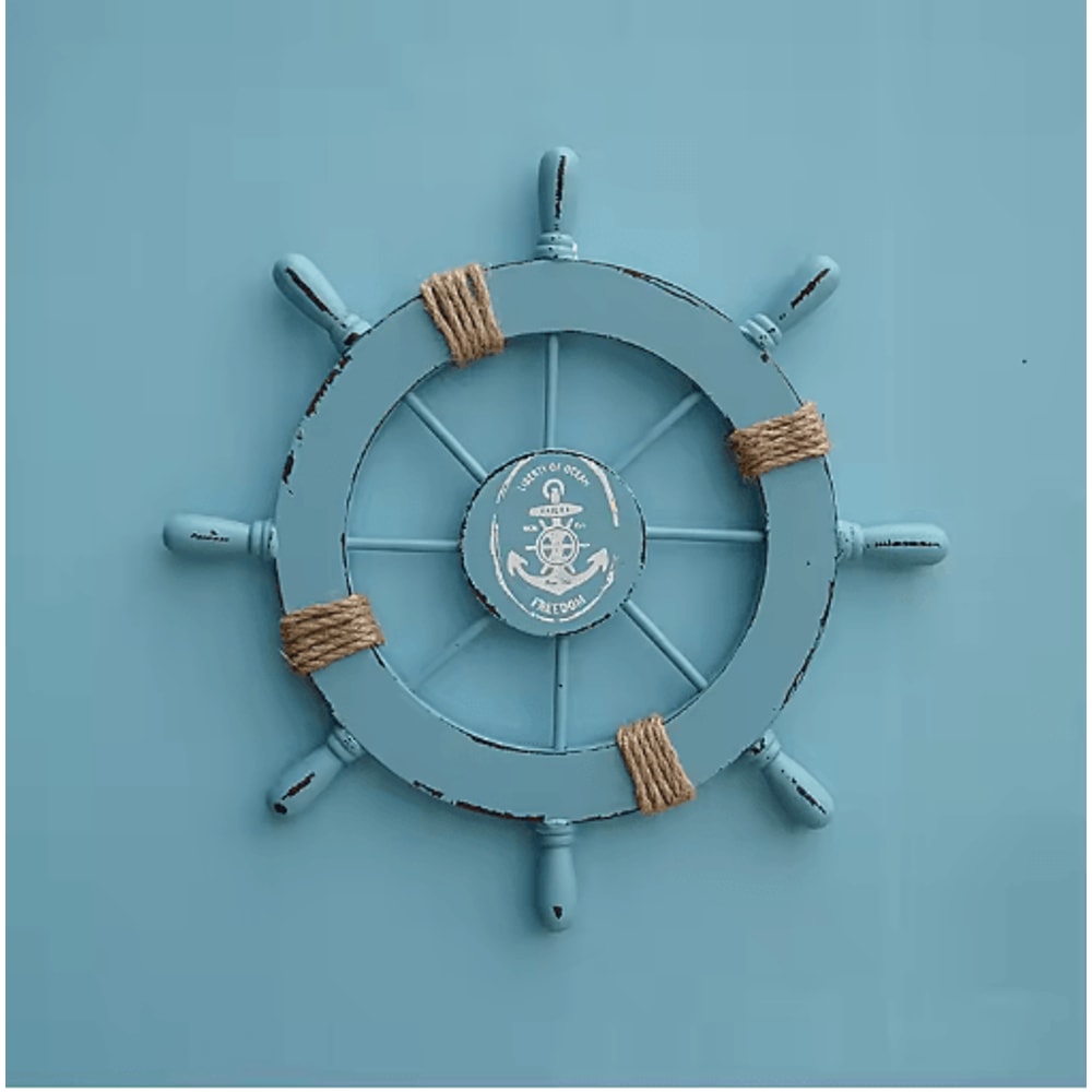 Vintage Nautical Ship Wheel Decor Wooden Boat Helm Wall Decoration For Coastal Homes 3