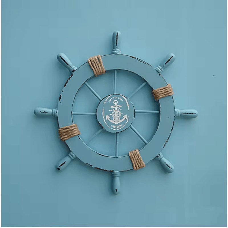 Vintage Nautical Ship Wheel Decor Wooden Boat Helm Wall Decoration For Coastal Homes 3