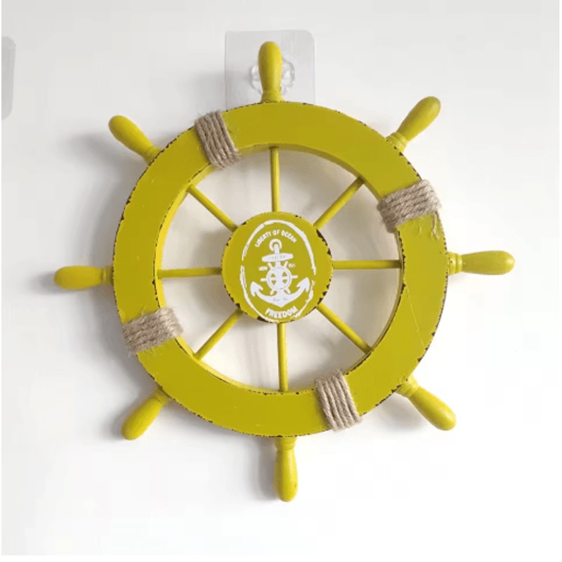Vintage Nautical Ship Wheel Decor Wooden Boat Helm Wall Decoration For Coastal Homes 6
