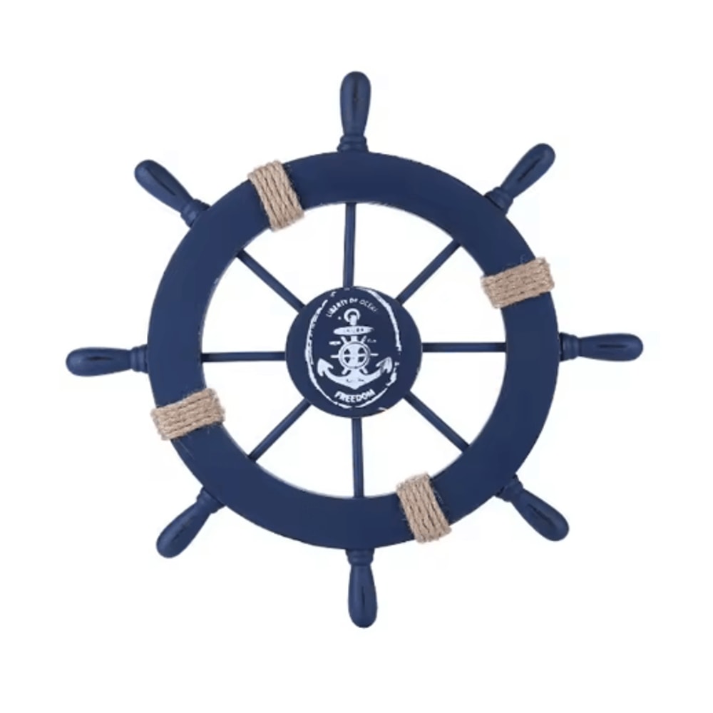 Vintage Nautical Ship Wheel Decor Wooden Boat Helm Wall Decoration For Coastal Homes 0