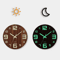 12Inch Luminous Wooden Wall Clock Silent Non Ticking Nordic Glow In The Dark Design 3