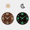12Inch Luminous Wooden Wall Clock Silent Non Ticking Nordic Glow In The Dark Design 3