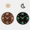 12Inch Luminous Wooden Wall Clock Silent Non Ticking Nordic Glow In The Dark Design 7