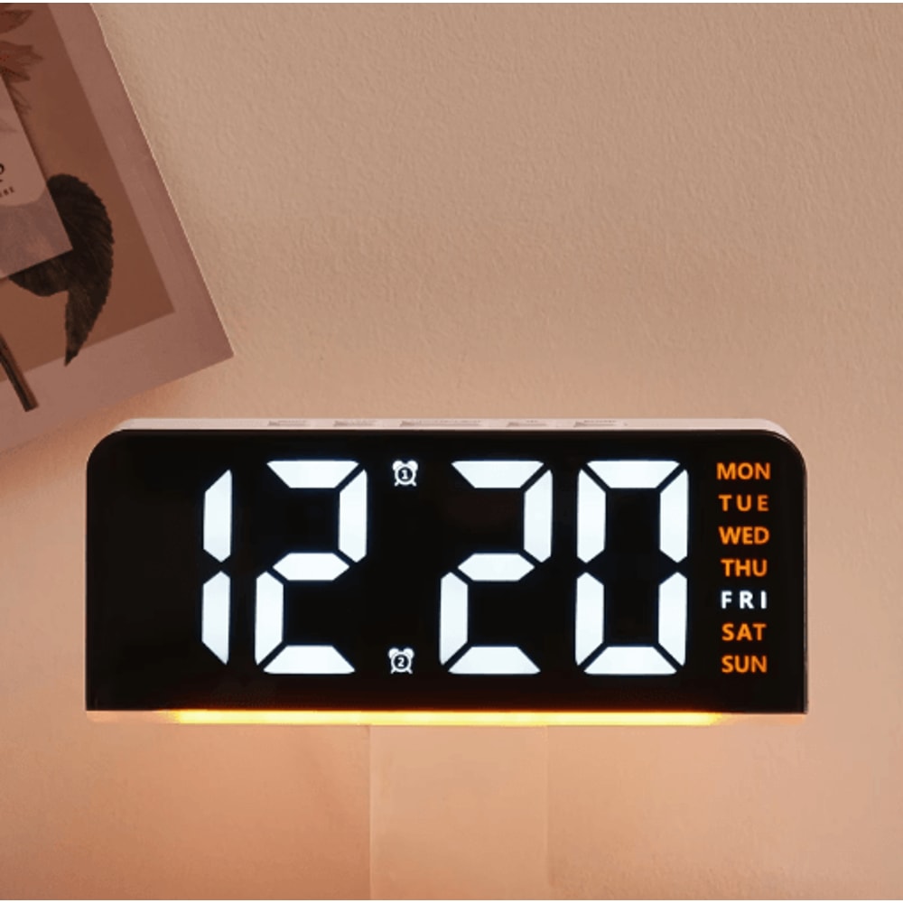 LED Digital Alarm Clock With Temperature Display Modern Bedside Clock With Night Light Snooze 0