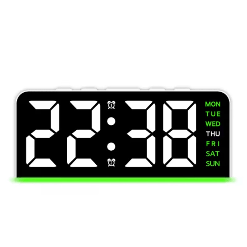 LED Digital Alarm Clock With Temperature Display Modern Bedside Clock With Night Light Snooze 5
