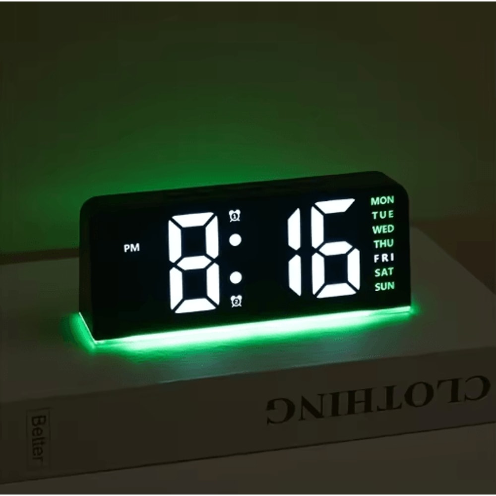 LED Digital Alarm Clock With Temperature Display Modern Bedside Clock With Night Light Snooze 6