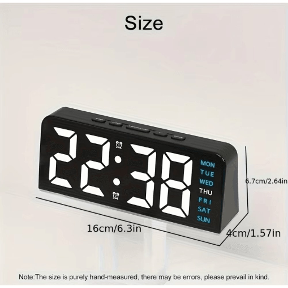 LED Digital Alarm Clock With Temperature Display Modern Bedside Clock With Night Light Snooze 9