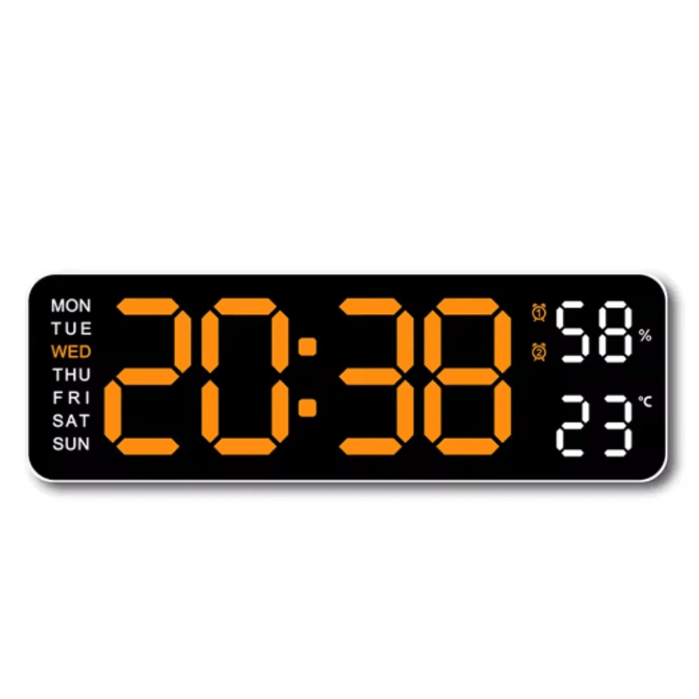 SmartView Large Digital Wall Clock With Temperature Humidity Display 1