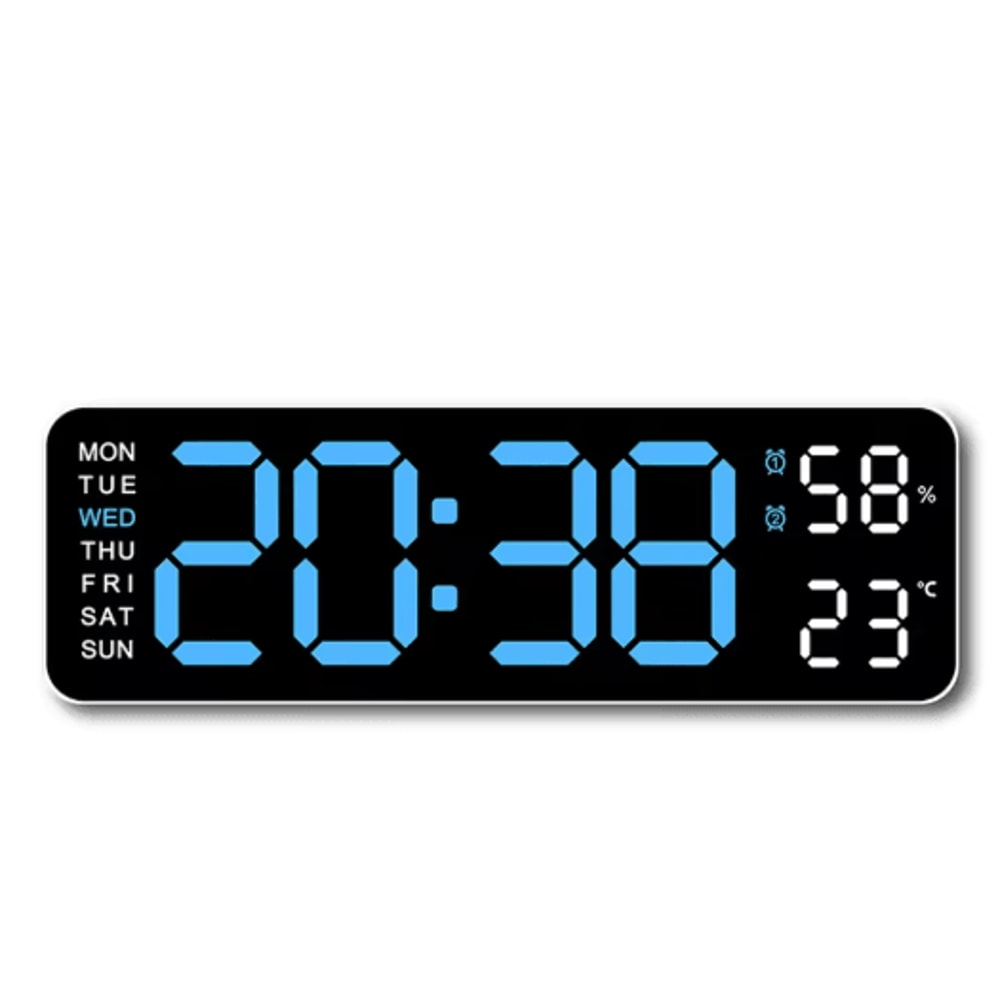 SmartView Large Digital Wall Clock With Temperature Humidity Display 2
