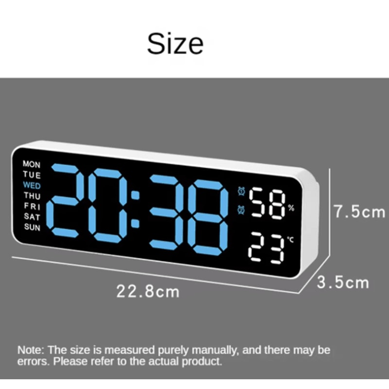 SmartView Large Digital Wall Clock With Temperature Humidity Display 4