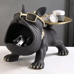 chicguard bulldog figurine storage box – decorative dog statue organizer