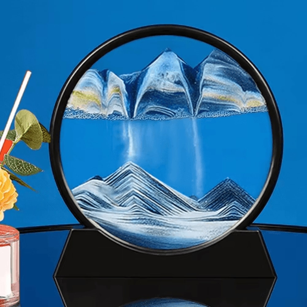 OceanFlow 3D Moving Sand Art Picture Round Glass Sandscape Decor 6