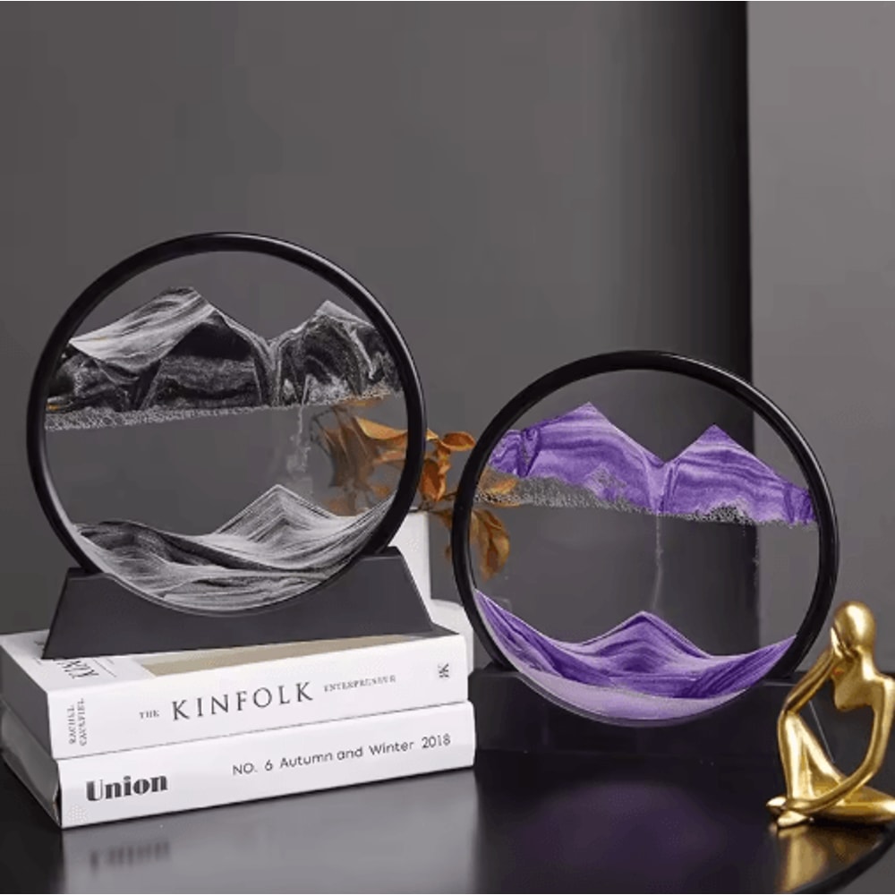 OceanFlow 3D Moving Sand Art Picture Round Glass Sandscape Decor 9