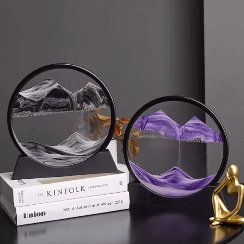 OceanFlow 3D Moving Sand Art Picture Round Glass Sandscape Decor 9