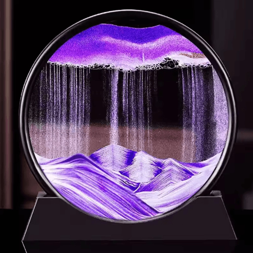 OceanFlow 3D Moving Sand Art Picture Round Glass Sandscape Decor 0