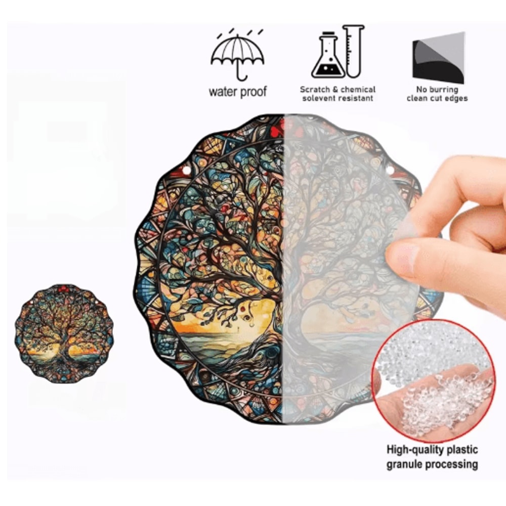 SunGlow Tree Of Life Acrylic Wall Hanging Round Decorative Welcome Sign 2