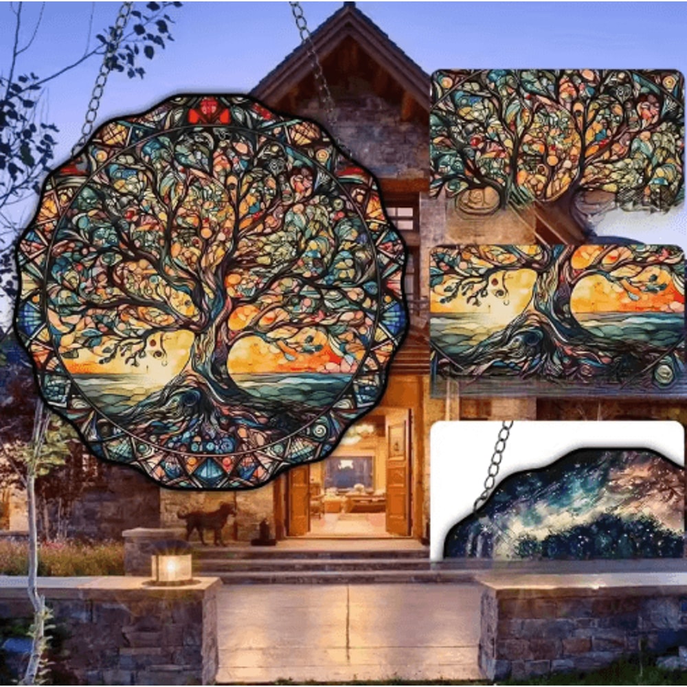 SunGlow Tree Of Life Acrylic Wall Hanging Round Decorative Welcome Sign 3