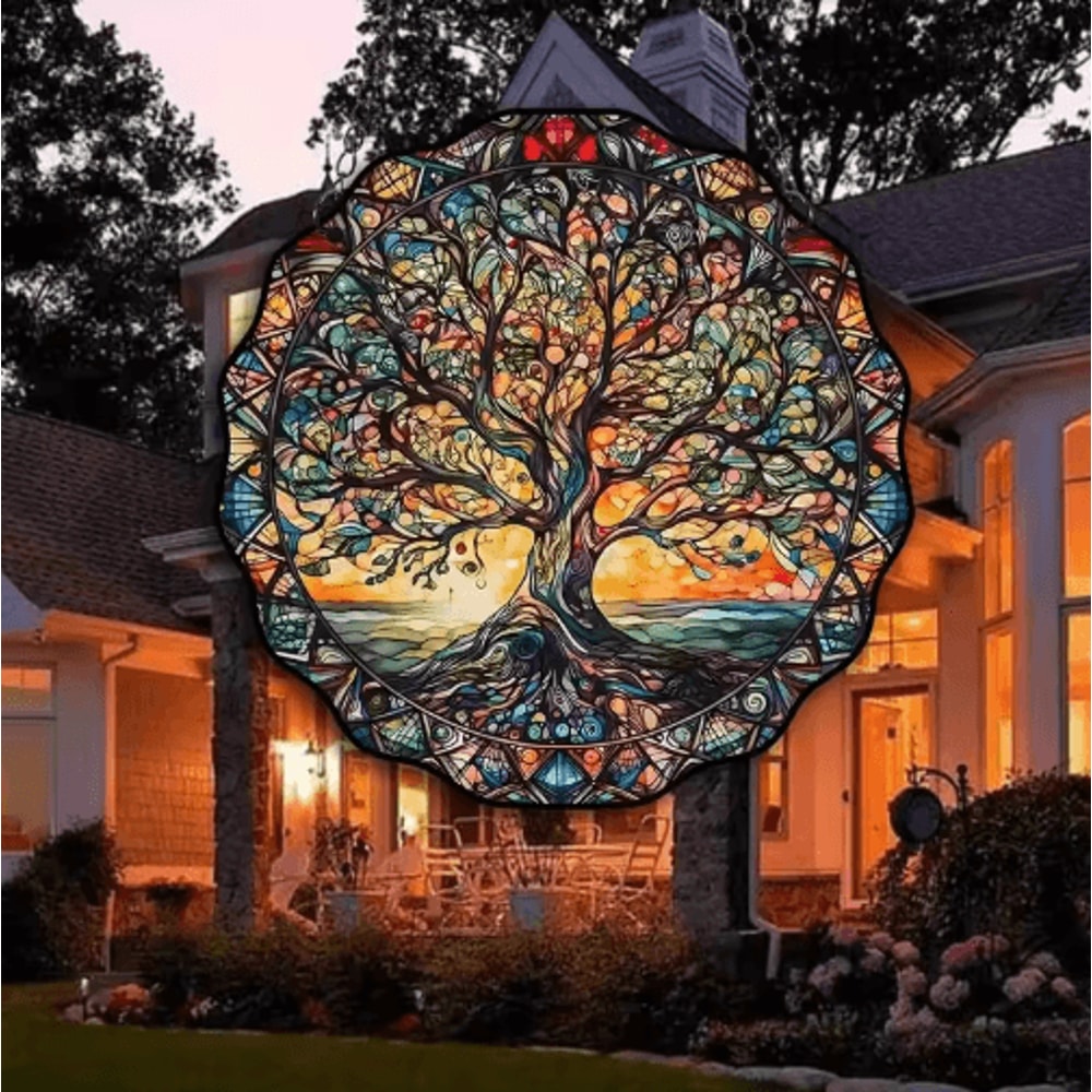 SunGlow Tree Of Life Acrylic Wall Hanging Round Decorative Welcome Sign 4