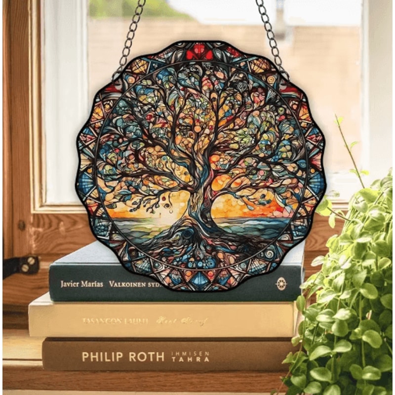 SunGlow Tree Of Life Acrylic Wall Hanging Round Decorative Welcome Sign 0