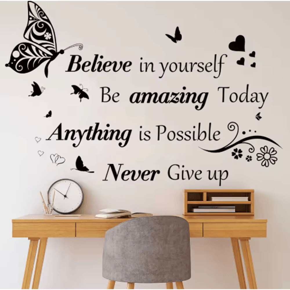 InspireBloom Motivational Wall Stickers Positive Quote Butterfly Peel And Stick Decor 1