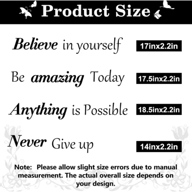 InspireBloom Motivational Wall Stickers Positive Quote Butterfly Peel And Stick Decor 4