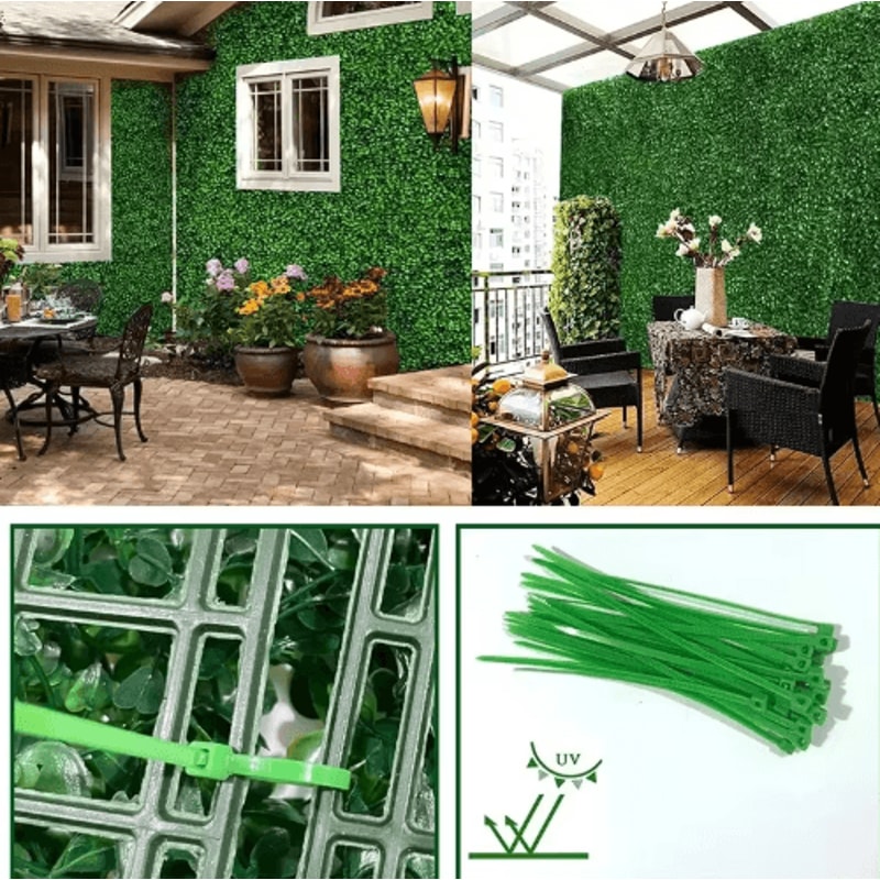 GreenShield Artificial Boxwood Wall Panels UV Resistant Greenery Privacy Fence 10PCS 3