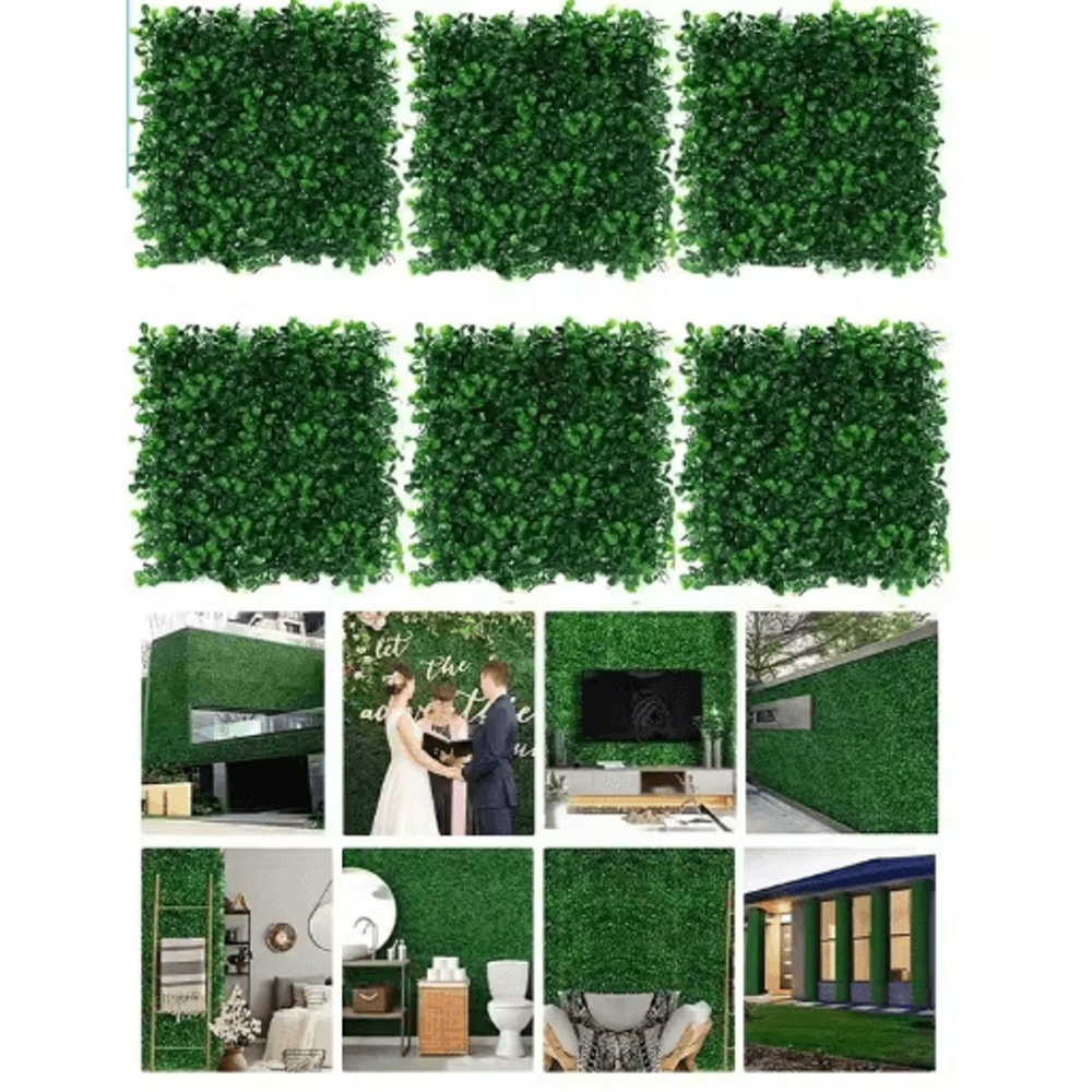 GreenShield Artificial Boxwood Wall Panels UV Resistant Greenery Privacy Fence 10PCS 0
