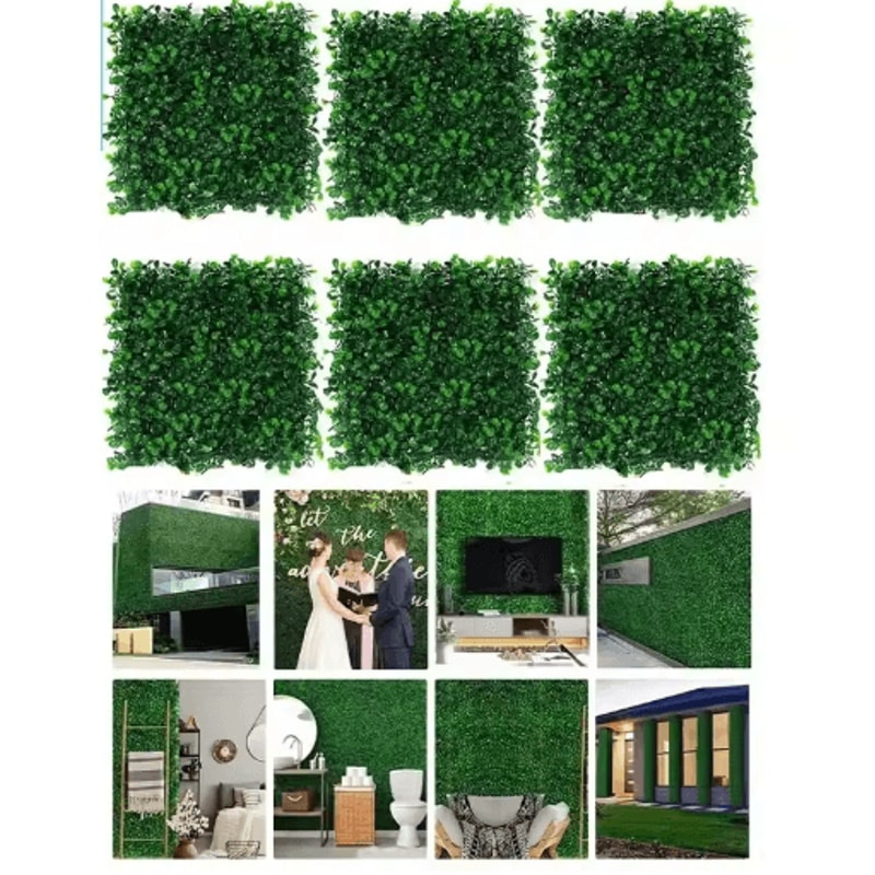 GreenShield Artificial Boxwood Wall Panels UV Resistant Greenery Privacy Fence 10PCS 0