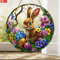 SpringGlow Easter Bunny Acrylic Window Hanging Floral Egg Decor Ornament 6
