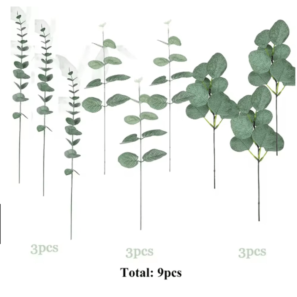 EverGreen Bulk Eucalyptus Stems Set Mixed Silver Dollar Artificial Leaves 3060120PCS 3