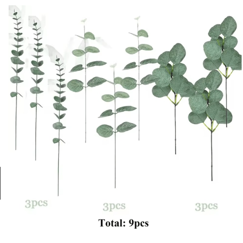 EverGreen Bulk Eucalyptus Stems Set Mixed Silver Dollar Artificial Leaves 3060120PCS 3