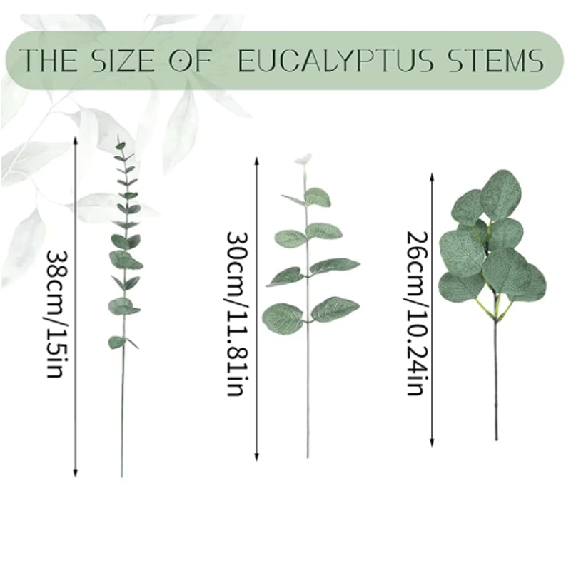 EverGreen Bulk Eucalyptus Stems Set Mixed Silver Dollar Artificial Leaves 3060120PCS 8