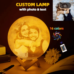 lunaglow personalized moon lamp – custom photo 3d printed usb night light