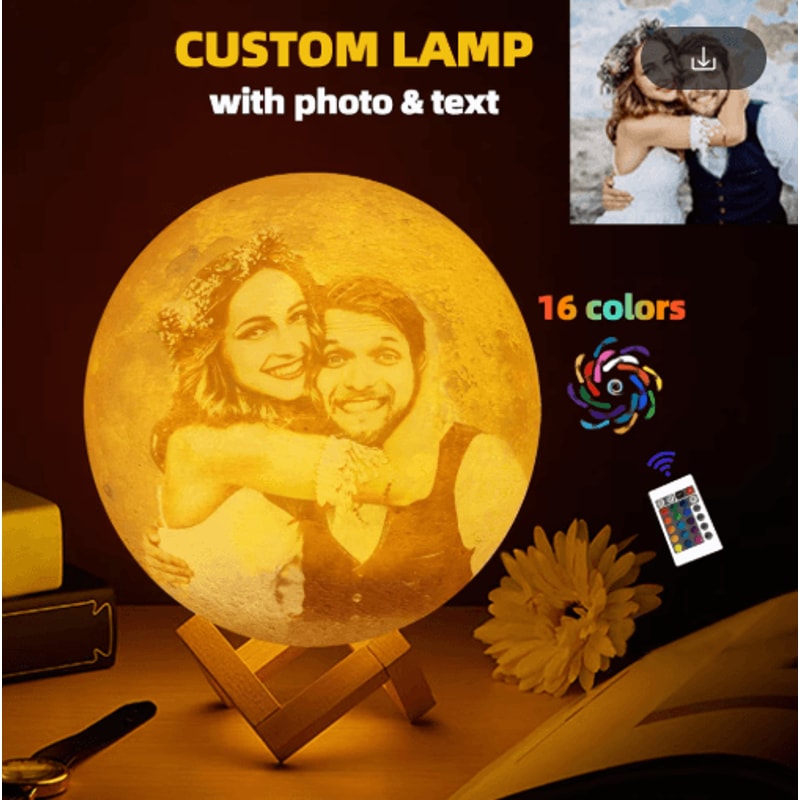 LunaGlow Personalized Moon Lamp Custom Photo 3D Printed USB Night Light 0