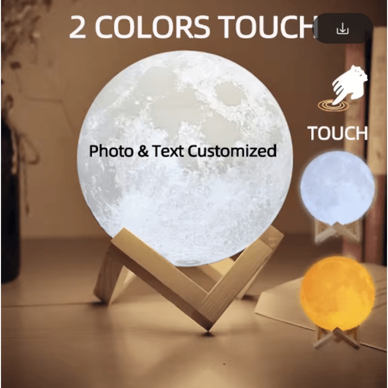 LunaGlow Personalized Moon Lamp Custom Photo 3D Printed USB Night Light 4