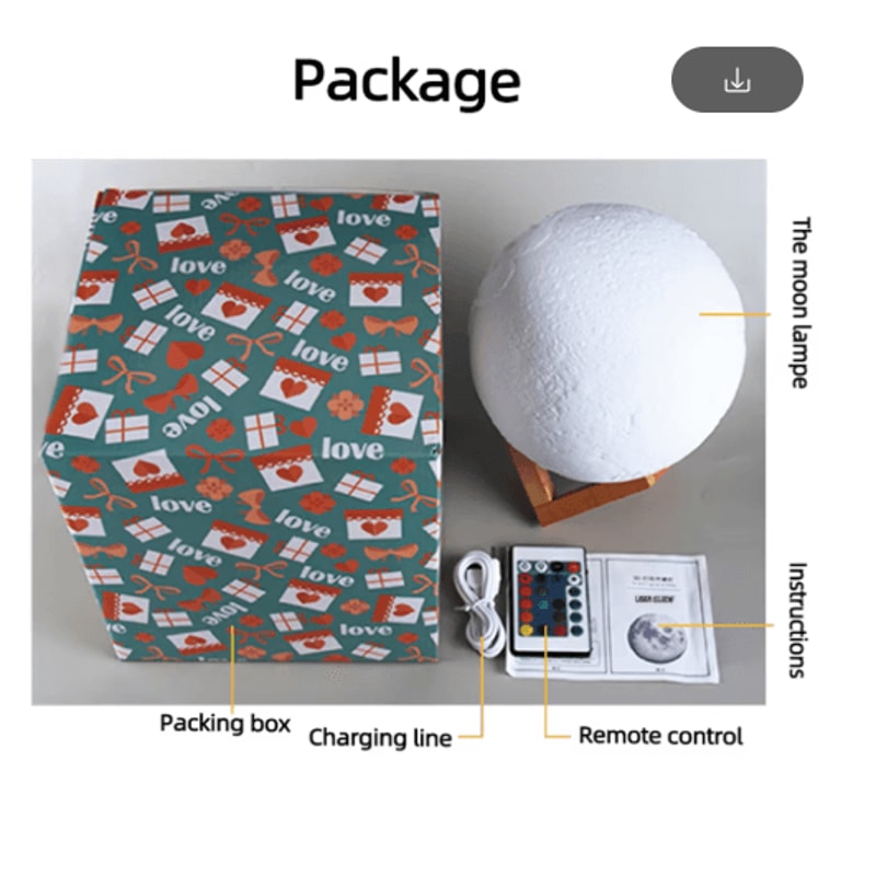 LunaGlow Personalized Moon Lamp Custom Photo 3D Printed USB Night Light 6