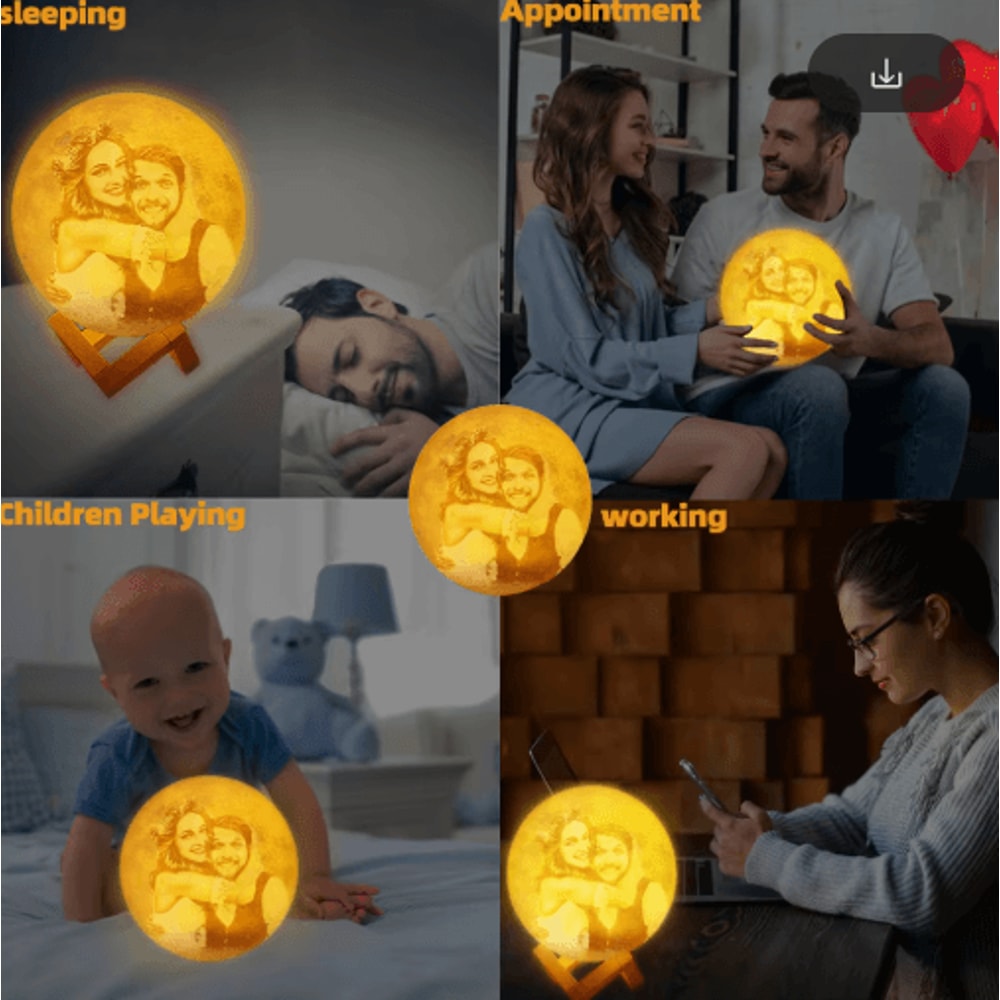 LunaGlow Personalized Moon Lamp Custom Photo 3D Printed USB Night Light 7