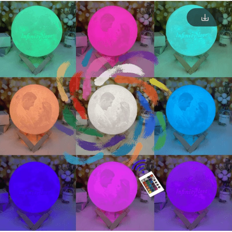 LunaGlow Personalized Moon Lamp Custom Photo 3D Printed USB Night Light 8