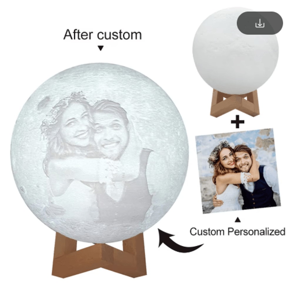 LunaGlow Personalized Moon Lamp Custom Photo 3D Printed USB Night Light 9