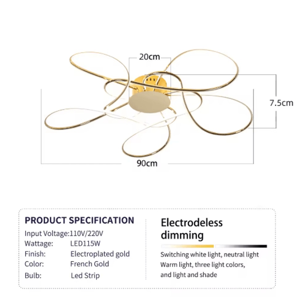 Modern LED Chandelier Ceiling Light Chrome Gold Luxury Fixture For Living Room 1