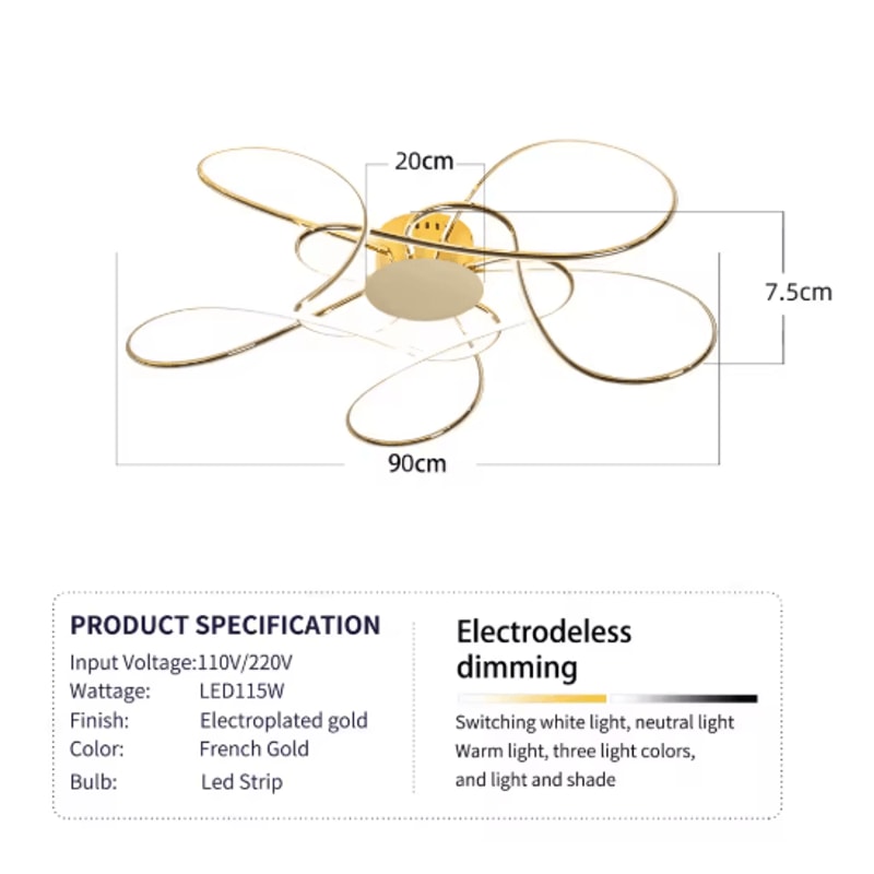 Modern LED Chandelier Ceiling Light Chrome Gold Luxury Fixture For Living Room 1