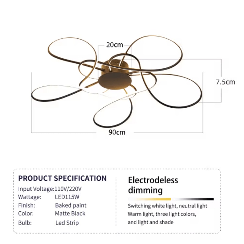 Modern LED Chandelier Ceiling Light Chrome Gold Luxury Fixture For Living Room 3