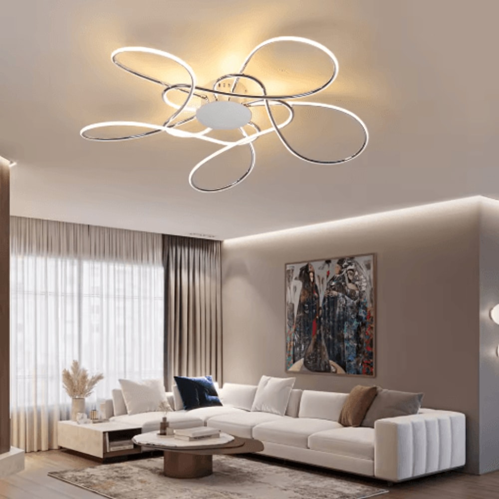 Modern LED Chandelier Ceiling Light Chrome Gold Luxury Fixture For Living Room 9