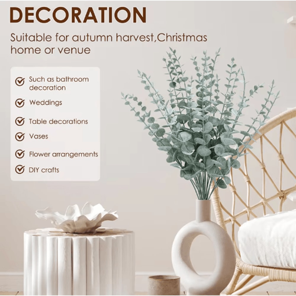 Artificial Eucalyptus Stems Set Realistic Greenery For Wedding Home Decor 5